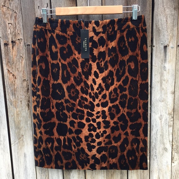 NWT Talbots Leopard Print Velvet Pencil Skirt 4P - Picture 13 of 13
